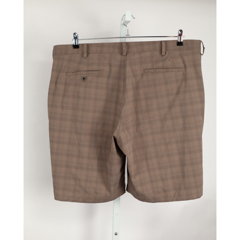 Nike Golf Shorts Mens 40 Brown Plaid Fit Dry Flat Front Athletic 347141-242 - Picture 2 of 10